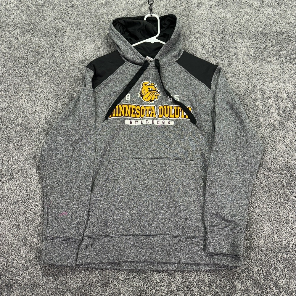 Minnesota Duluth Bulldogs Hoodie Mens Medium Gray Long Sleeve A4 Sweatshirt Logo